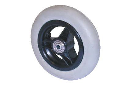 Softroller X-treme comfort, lichtgewicht, lage rolweerstand, 6 x 1 1/4 inch (Ø150x30mm) gr band lijn velg zwart, 3 spaaks, naaflengte 36mm, kogellagers (2x), voor asgat Ø8mm. Gewicht 313 gram