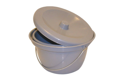 Toiletemmer met deksel, grijs RAL 7001, Ø310 mm, hoogte 170 mm