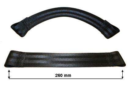 Hakband van gordelband, zwart, hoogte 50 mm, lengte 260 mm, t.b.v. pendikte Ø8 mm