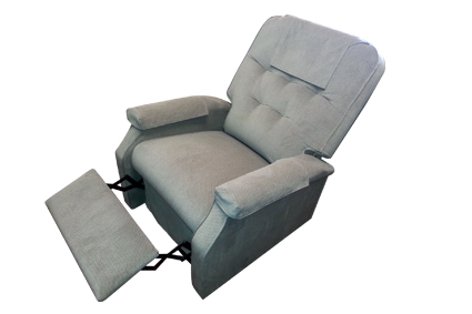 ** Sta-op-Fauteuil, type Succes, fluwelen stof, kleur toffee, rugleuning en beensteun electrisch verstelbaar