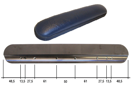 Armlegger schuim, universeel, lengte 351 mm, gaten h.o.h. 170/210/227/240/254mm, schaal/vinyl zwart, o.a. voor Quicky (lang), Meyra, Ortopedia