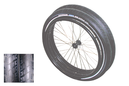 Off Road Dubbelwiel 24x2.00 (507) naaf Alu zwart, Kog 12mm, 2 x velg zwart, hoepel Alu zwart 6 punten, 2x Schwalbe Big Ben (55-507), 36 spaken RVS, AV, naaflengte 63/54mm